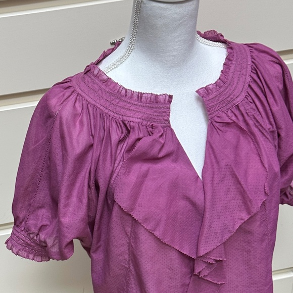 Diane Von Furstenberg purple ruffle blouse size 2 - Picture 3 of 4